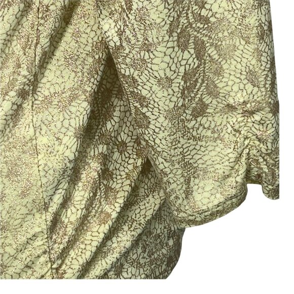 Chicos Gold Metallic Stretch Top Small Long Sleeve Shimmer Holiday Blouse - Picture 6 of 12